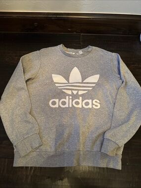 adidas Gray Sweatshirt with White Trefoil Logo